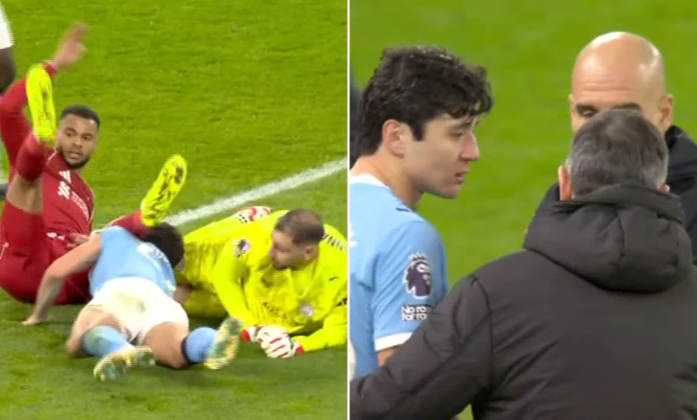 Man City star Abdukodir Khusanov lucky to escape horror injury and forced off after club doctor intervened