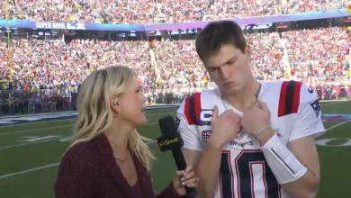 Melissa Stark's Drake Maye pre-game interview was 'odd'