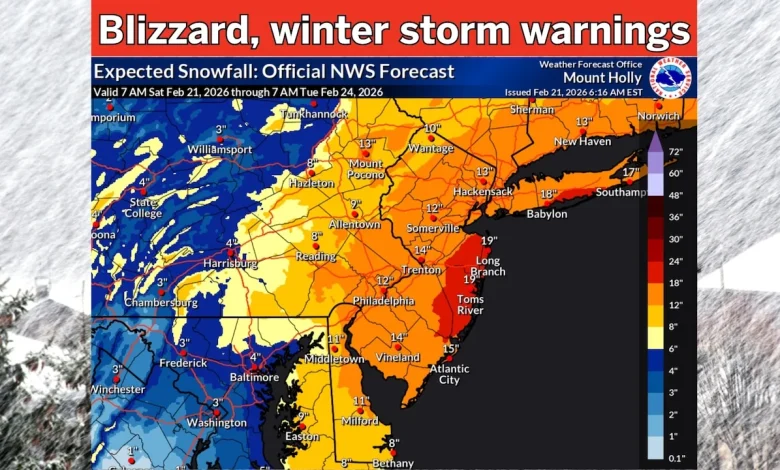 N.J. weather: Up to 18-20 inches of snow, blizzard warnings issued for major winter storm. Latest forecast.