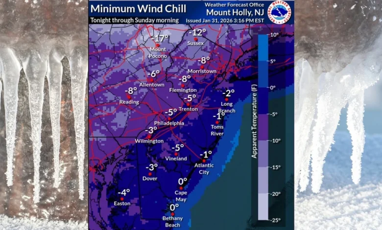 N.J. weather: Wind chills could hit -15 degrees overnight with up to 50 mph winds in forecast