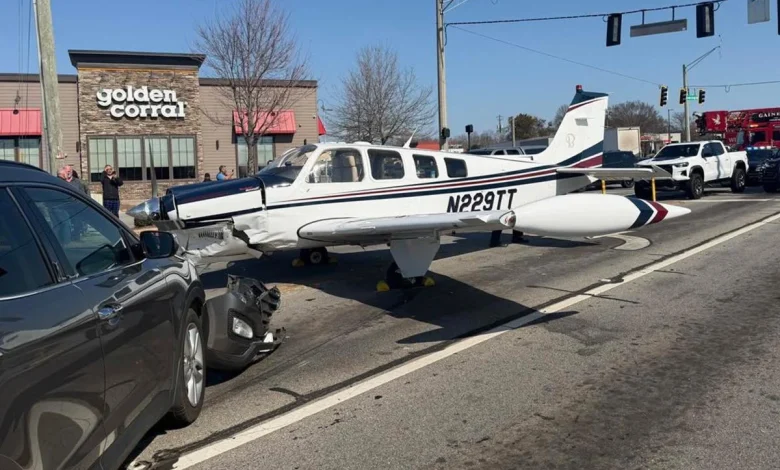Plane crashes into multiple cars during emergency street landing in Georgia