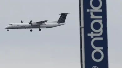 Porter flight from Edmonton loses traction, slides off taxiway at Hamilton airport