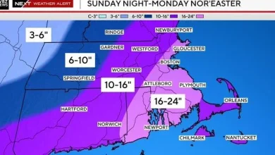Potential blizzard in Boston could drop a foot of snow or more Monday, weather forecast maps show