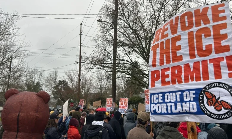 Protesters rally outside Portland Mayor’s home calling for ICE facility shutdown