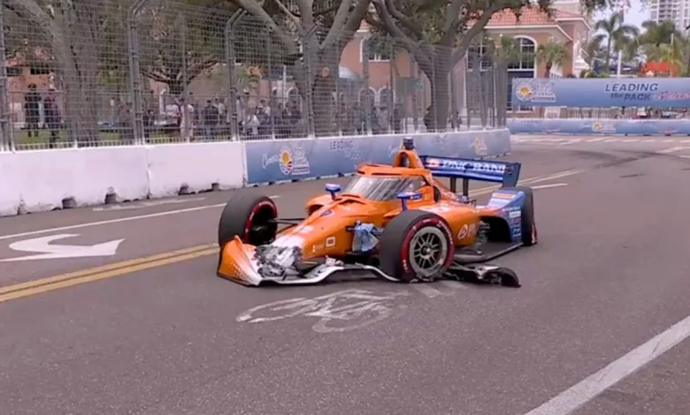 Scott Dixon crashes hard in opening practice for Grand Prix of St. Petersburg