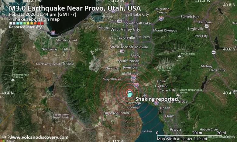 Seismic-like Event, Possible Earthquake, Reported few Minutes ago Near Provo, Utah, USA