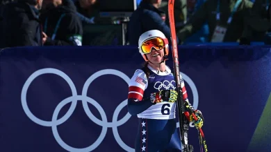 Skier Breezy Johnson wins Team USA's first gold medal of 2026 Winter Olympics in women's downhill race where Lindsey Vonn crashed