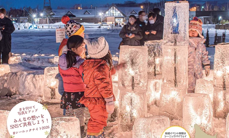 Snow Carvings & Candles Light Up Niseko
