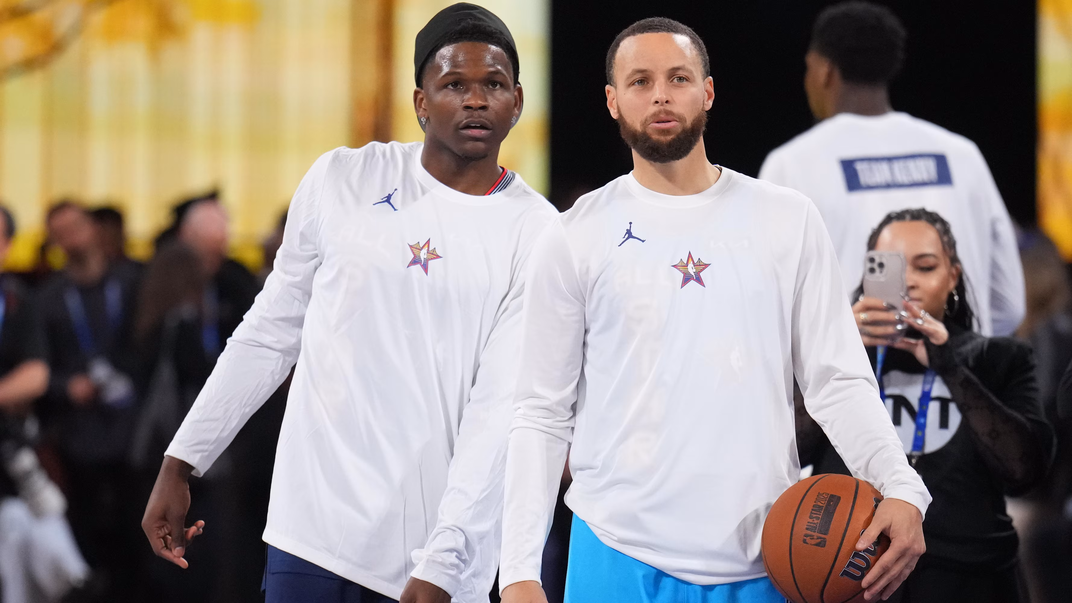 Stephen Curry Wears Anthony Edwards' 'Gold Medal' AE 1 Low Signature Shoe in NBA ASG Weekend Video