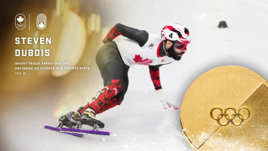 Steven Dubois wins gold in men's 500m short track speed skating - Team Canada