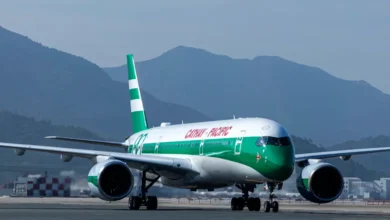 Stunning retro Airbus A350 captured landing in the UK as Cathay Pacific celebrates 80 years