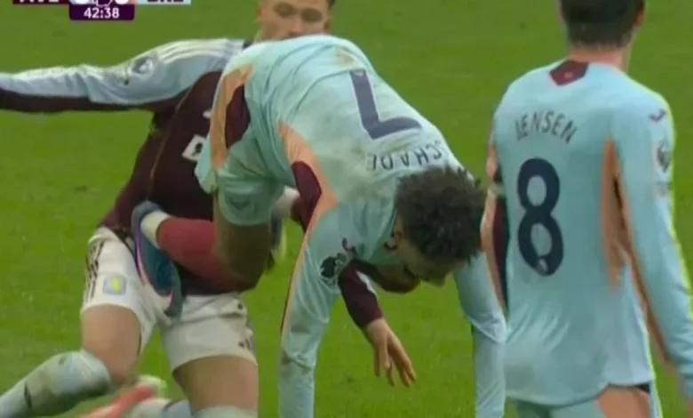 'Stupid beyond belief' - Kevin Schade shown straight red for stamping on Matty Cash's privates in rush of blood