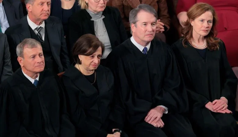 Supreme Court justices sit in silence at State of the Union as Trump slams their tariffs decision