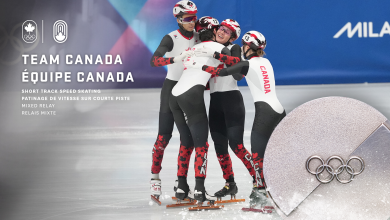 Team Canada wins silver in short track speed skating mixed relay at Milano Cortina 2026