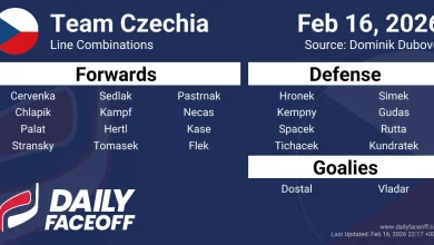 Team Czechia Olympic Hockey Line Combinations & Roster 2026