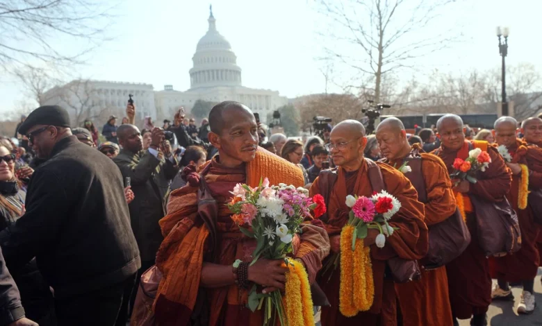 These Buddhist monks' walk for peace captivated Americans. It ends this week : NPR