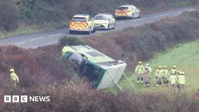 Toppled double-decker bus sparks emergency response in Brading