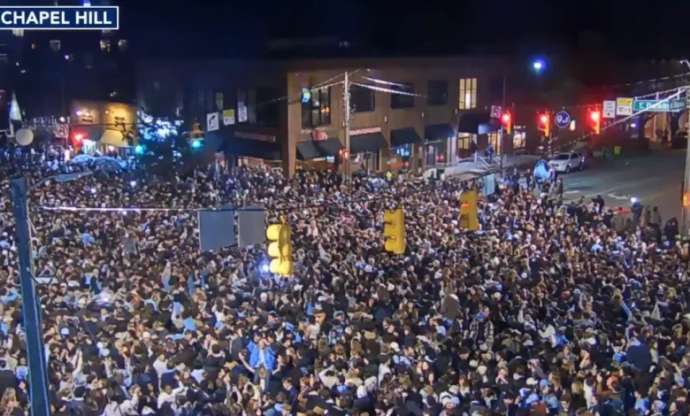 UNC fans rush Franklin Street after Seth Trimble's late 3-pointer secures comeback win vs. Duke :: WRAL.com