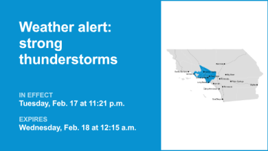 Update: Weather alert issued for strong thunderstorms in 5 Freeway north of LA until early Wednesday