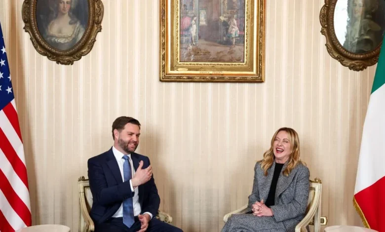 Vance attends Olympic skating, then meets with Italian Prime Minister Meloni