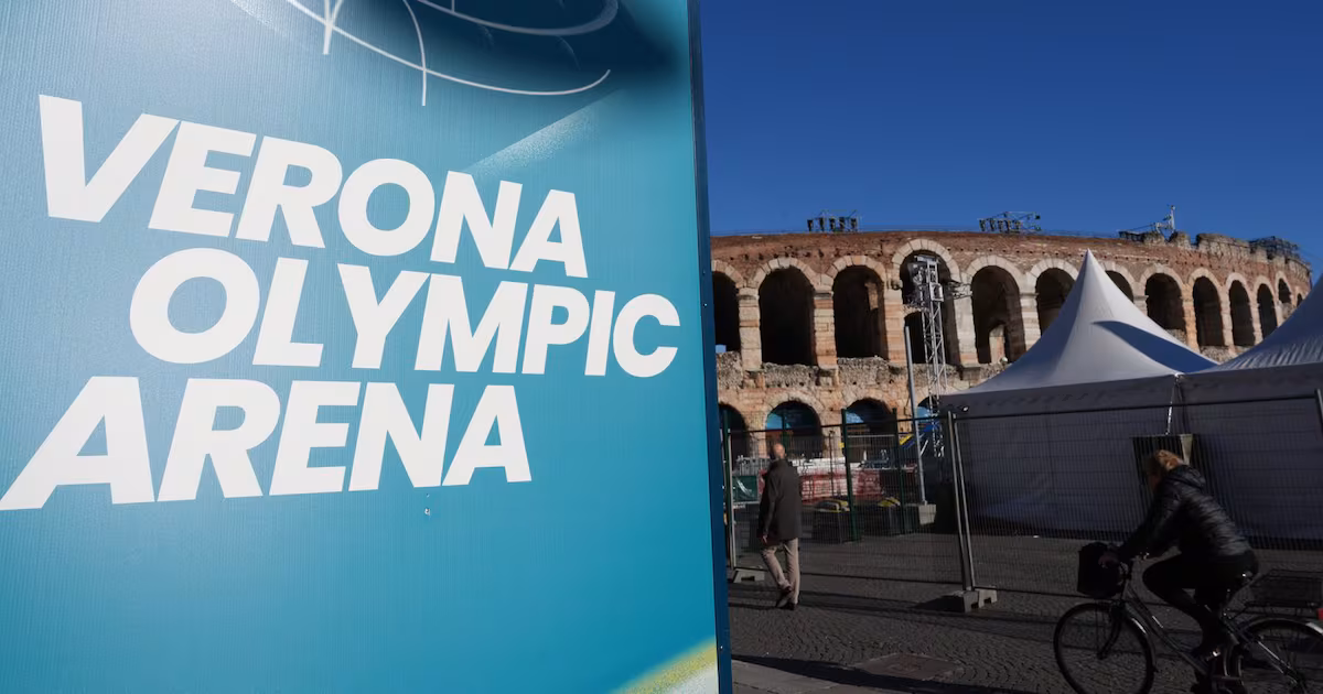 Verona prepares its ancient arena for the Olympics closing ceremony on Sunday
