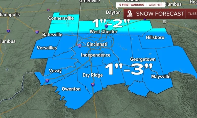 WEATHER ALERT DAY: 1-3" of snow expected, timeline for accumulation