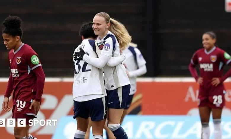 West Ham 1-2 Tottenham: Matilda Vinberg & Olivia Holdt give Spurs win