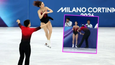 Why was Japan figure skater spraying his partner?