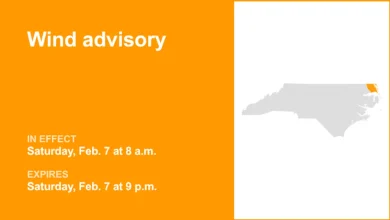 Wind advisory active for Eastern North Carolina Saturday