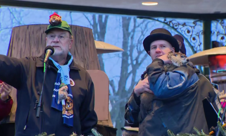 Woodstock Willie does not see his shadow on Groundhog Day 2026