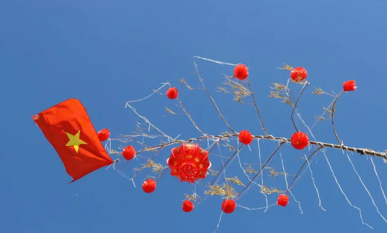 گیا لائی: لوگ نئے قمری سال کے استقبال کے لیے رنگین نئے سال کے کھمبے کھڑے کر رہے ہیں۔