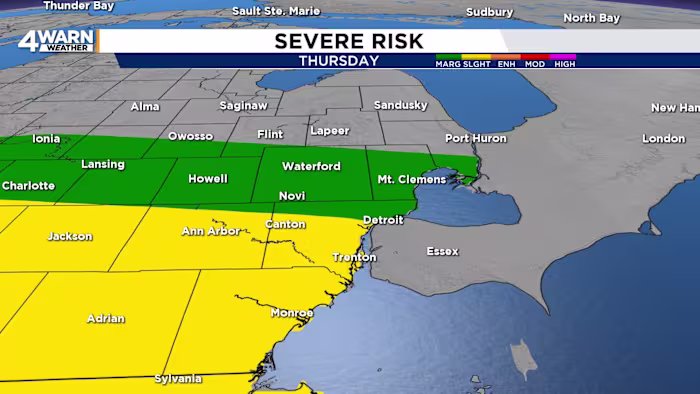 4Warn Weather Alert: Severe storm threat returns to Metro Detroit Thursday