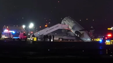 Air Canada flight from Montreal collides with ground vehicle at La Guardia Airport, sustains significant damage