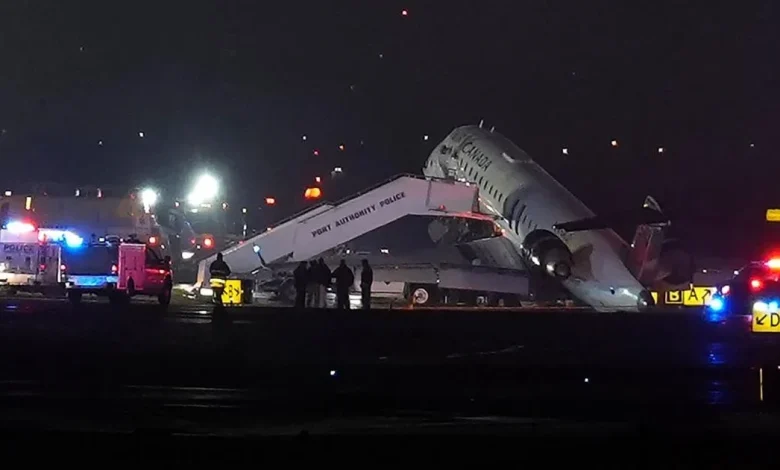 Air Canada flight from Montreal collides with ground vehicle at La Guardia Airport, sustains significant damage