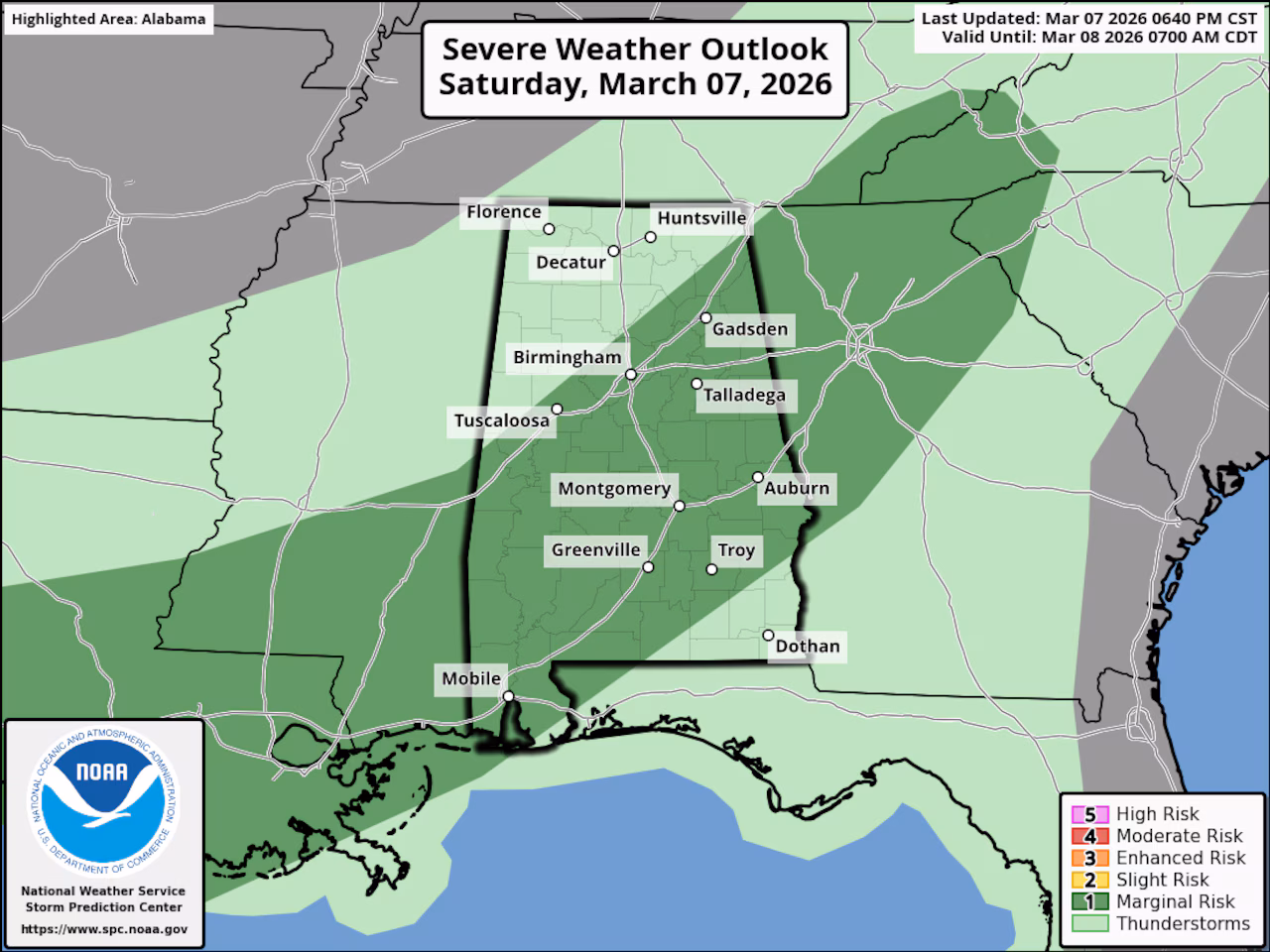 Alabama weather: A few strong storms possible Saturday night