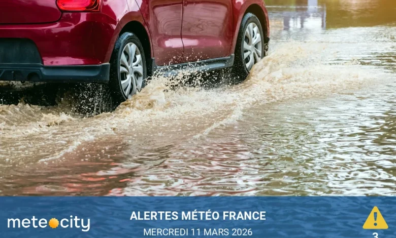 Alerte vigilance météo mercredi 11 mars 2026 : 3 départements en vigilance inondations et orages