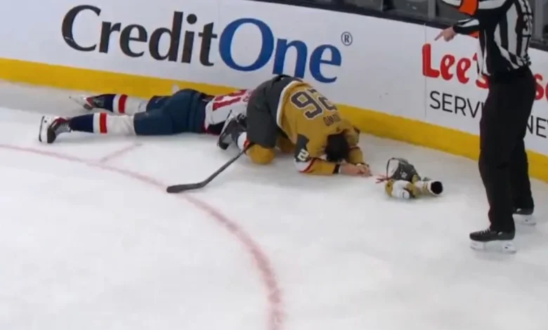 Aliaksei Protas leaves Capitals game with upper-body injury after brutal head-on collision with Nic Dowd