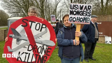 Anti-war protest at RAF base being used by US