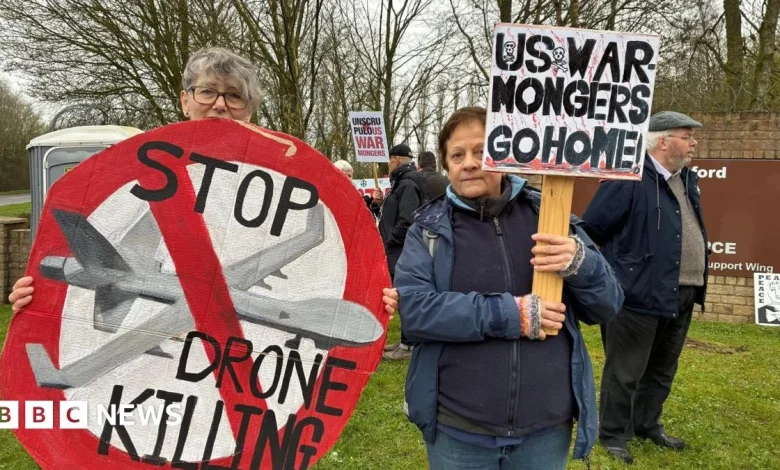 Anti-war protest at RAF base being used by US