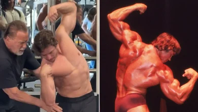 Arnold Schwarzenegger passes bodybuilding torch to lookalike son Joseph Baena