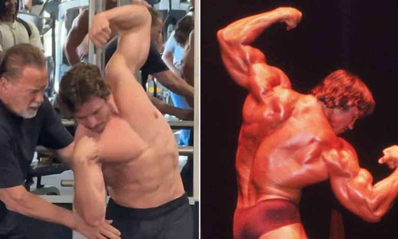 Arnold Schwarzenegger passes bodybuilding torch to lookalike son Joseph Baena