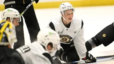 As waiting game continues with James Hagens, Bruins coach has no issue adding prospects to lineup