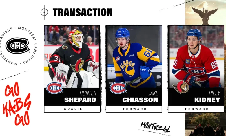 Canadiens acquire Hunter Shepard and Jake Chiasson from the Ottawa Senators