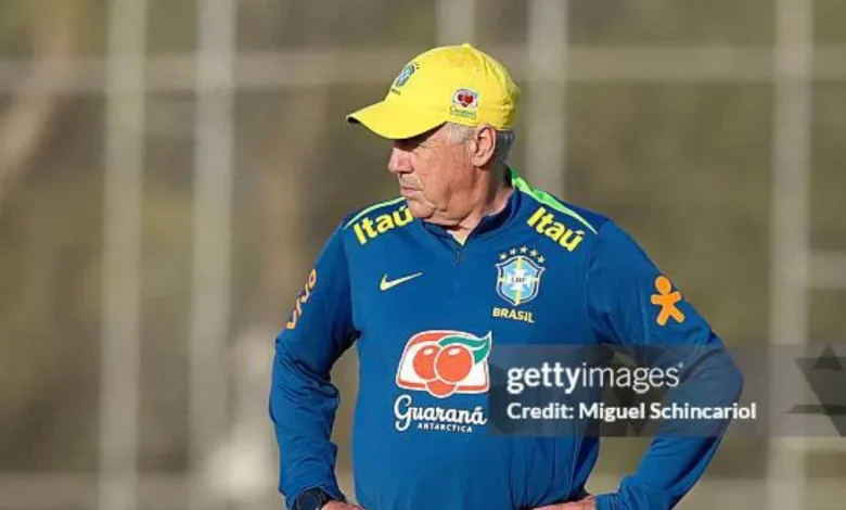 Carlo Ancelotti testa nova dupla de zaga em treino da Seleção Brasileira