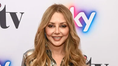 Carol Vorderman turns up the glamour in figure-flattering sequins