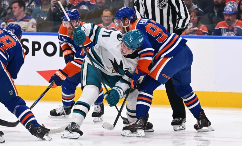Celebrini, Sharks face McDavid, Oilers with playoffs in sight