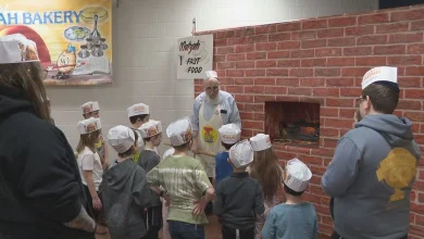 Children bake handmade matzah at Chabad’s Model Matzah Bakery event