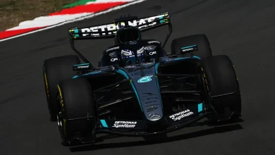 Chinese GP Practice: George Russell fastest for Mercedes as Lewis Hamilton collides with Lando Norris before spin