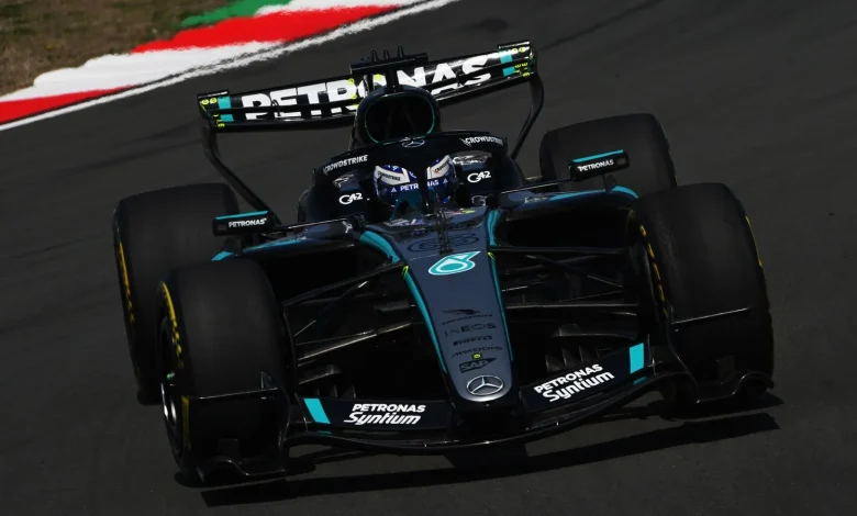 Chinese GP Practice: George Russell fastest for Mercedes as Lewis Hamilton collides with Lando Norris before spin