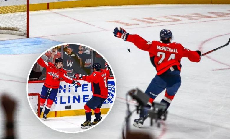 Connor McMichael explains viral pointing moment before Cole Hutson’s first NHL goal: ‘You only get one chance to score in your first NHL game’